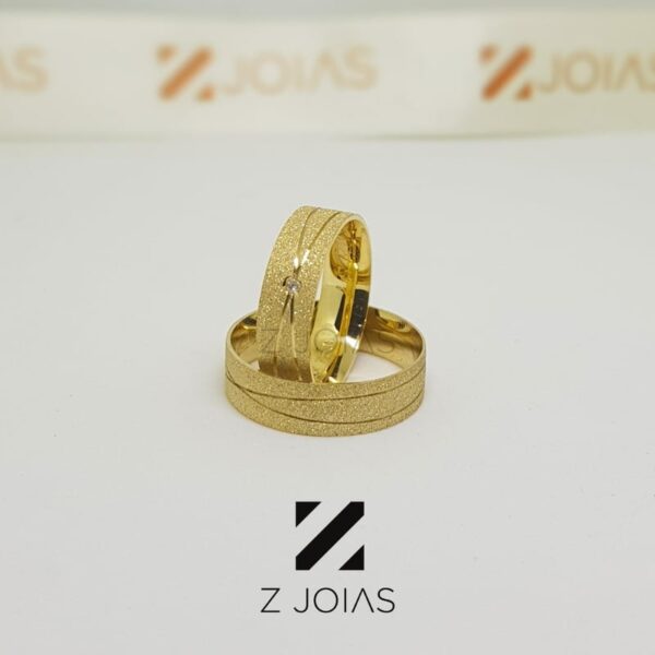 Aliança Em Ouro 18k 6mm De Largura - Diamante [Valor do Par] ZJ0028 - Image 3