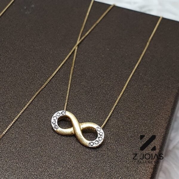 Pingente Infinito com Pedras Ouro 18k