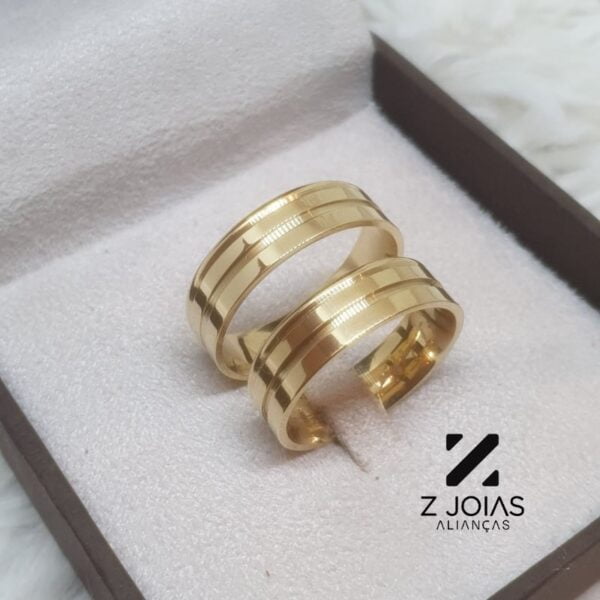 Aliança Em Ouro 18k - 6mm de Largura - [Valor do Par] - ZJ0050