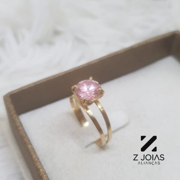 Anel Com Zirconia Rosa 18k - Image 2