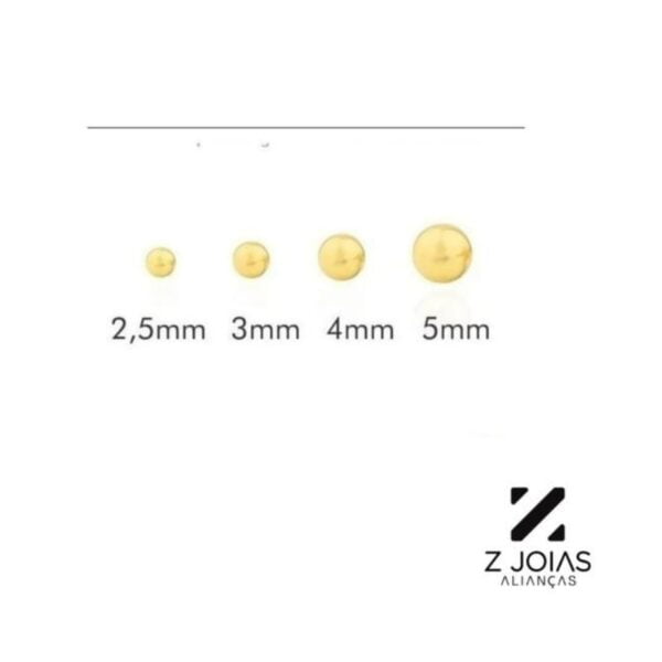 Brinco Em Ouro 18k Bola 2.5mm - Image 3