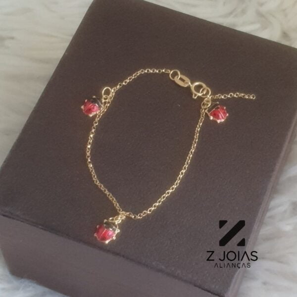 Pulseira Com Joaninhas Infantil 18k