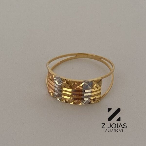 Anel em Ouro Branco Amarelo e Rose 18k - Image 4