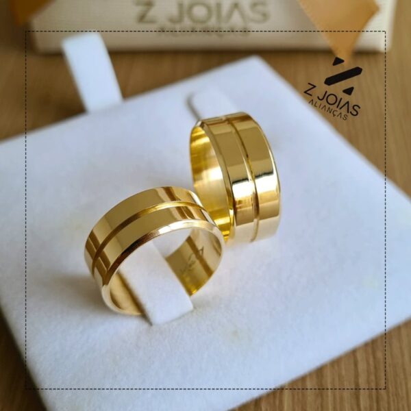 Aliança Em Ouro 18k - 8mm de Largura [Valor do Par] ZJ0035 - Image 3