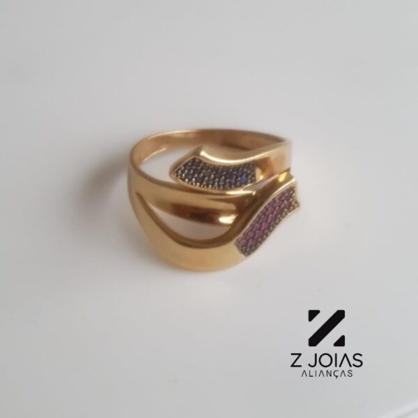 Anel em Ouro 18k Com Rubis e Safiras - Image 3