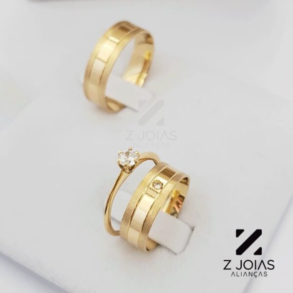 Aliança Em Ouro 18k - 6mm De Largura - Diamante [Valor do Par] ZJ0045 - Image 3