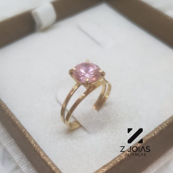 Anel Com Zirconia Rosa 18k - Image 3